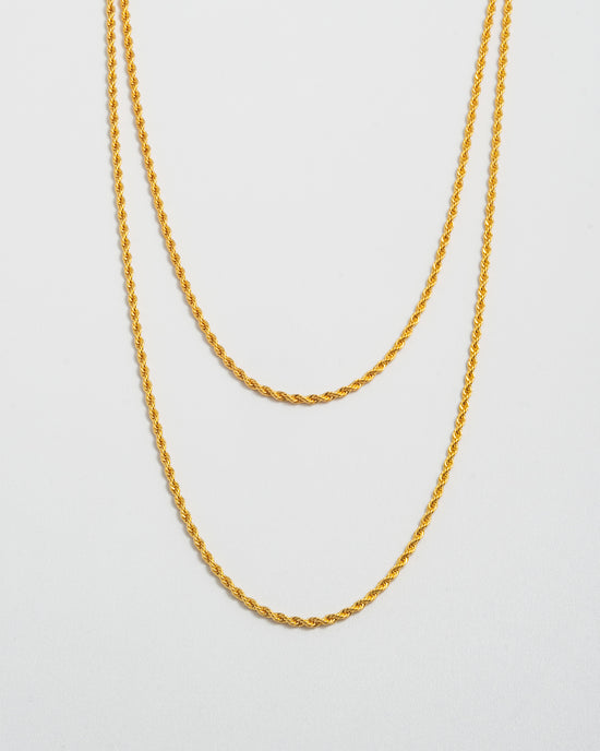 Long Mini Roped In Necklace - Gold