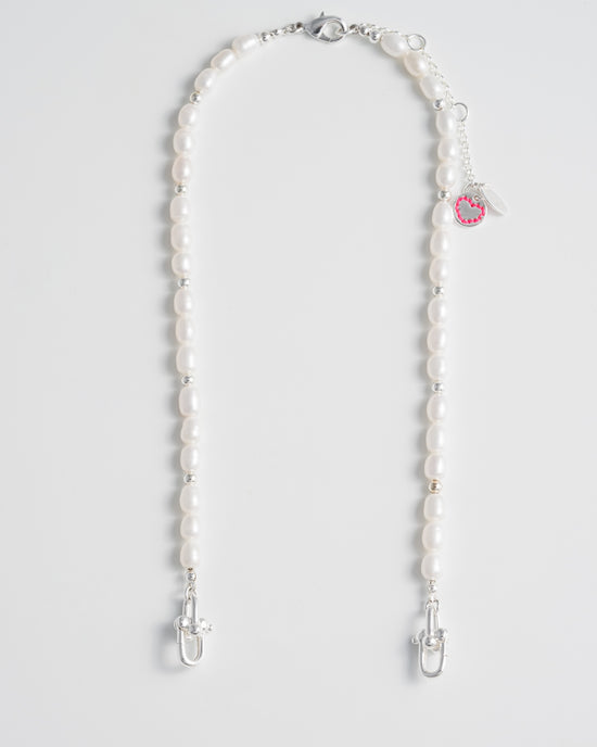 Cable Pearl Necklace - Silver