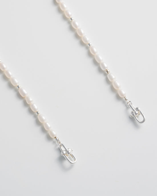 Cable Pearl Necklace - Silver