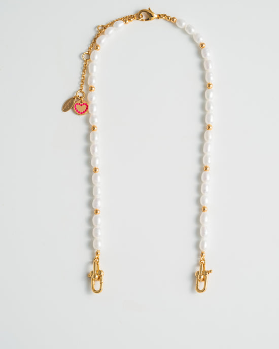 Cable Pearl Necklace - Gold