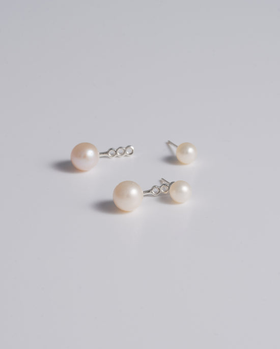 Mini Pearl Stud  & Ear Jacket - Silver