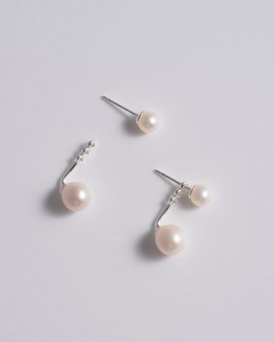 Mini Pearl Stud  & Ear Jacket - Silver